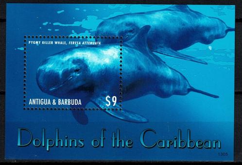 antigua 2013 pf blok dolfijnen zeezoogdieren zeeleven 2, Postzegels en Munten, Postzegels | Thematische zegels, Postfris, Dier of Natuur