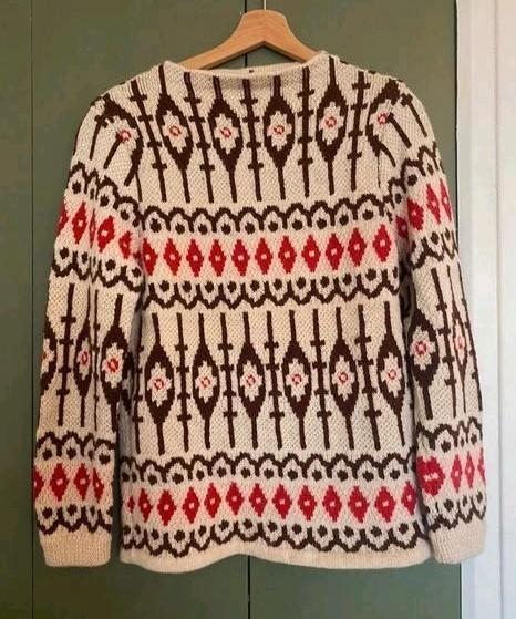 Noorse wollen trui 36 38 folklore outdoor handgemaakt, Kleding | Dames, Truien en Vesten, Zo goed als nieuw, Maat 36 (S), Beige