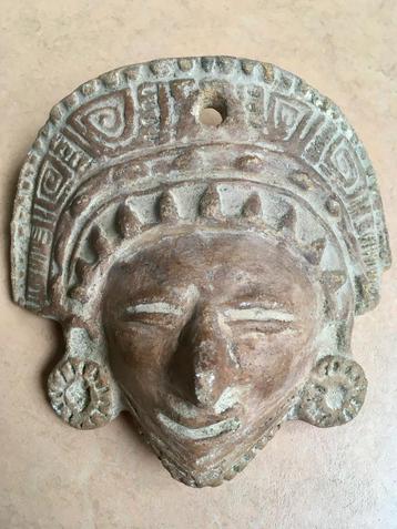 Azteeks / Maya masker / medaillon, terracotta