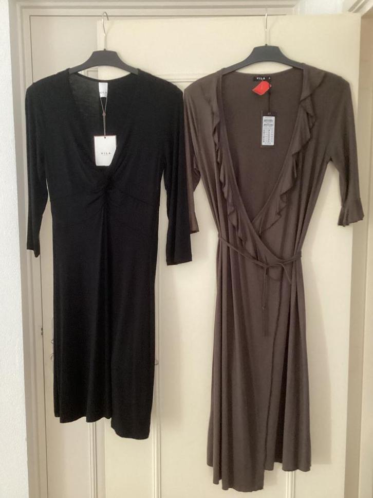 Zwart + bruin jurkje merk VILA, mt S, Kleding | Dames, Jurken, Nieuw, Ophalen of Verzenden