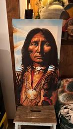 Schilderij indiaan, Ophalen of Verzenden, Schilderij, 75 cm of meer