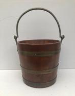 Antieke Mahonie houten Turfemmer  met messing, Ophalen of Verzenden