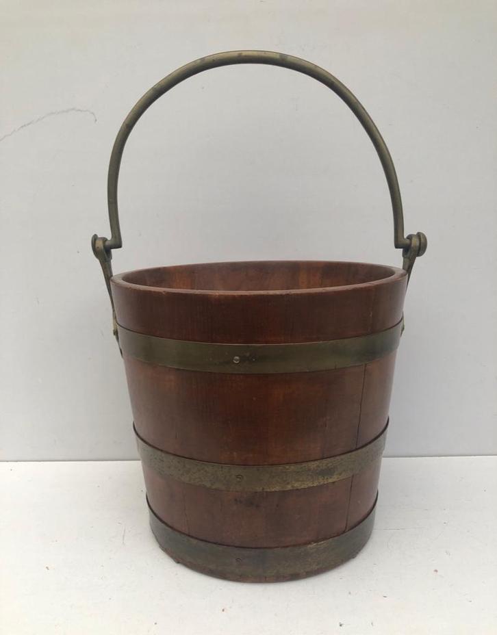 Antieke Mahonie houten Turfemmer  met messing, Antiek en Kunst, Antiek | Woonaccessoires, Ophalen of Verzenden