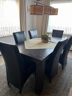 Eiken eethoek tafel met 6 stoelen, Ophalen, Gebruikt, Klassiek, 4 tot 6 stoelen