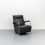 1x Leolux Scylla Fauteuil Hoge Rug Zwart Leer + Hocker, Huis en Inrichting, Fauteuils, 75 tot 100 cm, Ophalen of Verzenden, Zo goed als nieuw