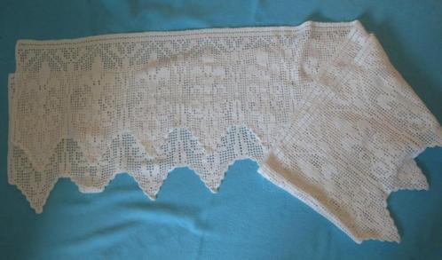Vintage handgehaakt katoenen gordijn mt Franse lelies 280 cm, Antiek en Kunst, Curiosa en Brocante, Ophalen of Verzenden