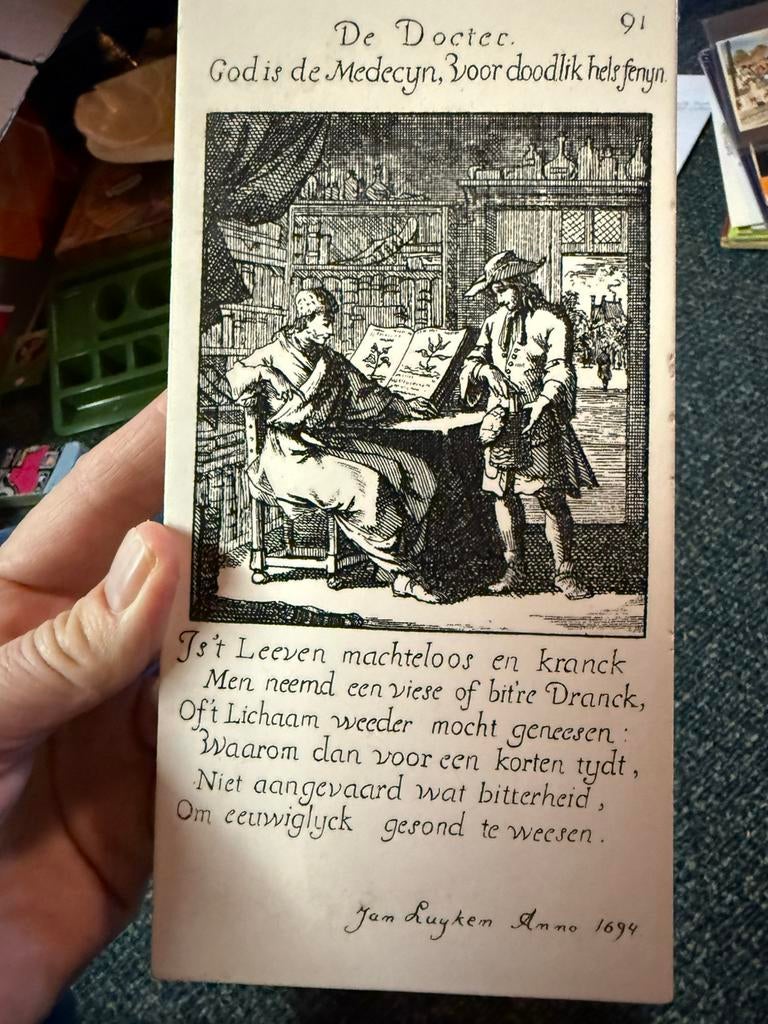 Tegel Mosa Holland de dokter docter tegeltje Jan Luyken, Ophalen of Verzenden