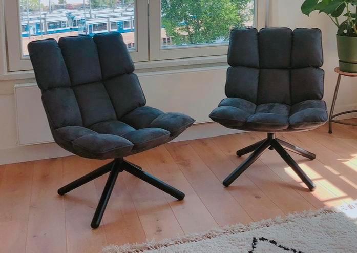 Eleonora Fauteuil Daan - Antraciet - 2 stuks, Huis en Inrichting, Fauteuils, Zo goed als nieuw, Stof, 50 tot 75 cm, 75 tot 100 cm