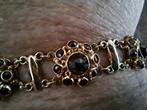 Antieke 14 karaat Bootjes Armband met Granaat, Ophalen of Verzenden, Goud, Armband