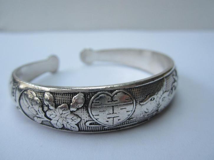 Oude Chinese handgemaakte armband #5008, Sieraden, Tassen en Uiterlijk, Armbanden, Gebruikt, Zilver, Ophalen of Verzenden