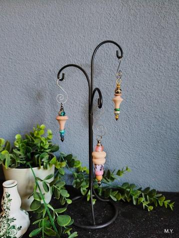 Handgemaakte (kerst)hangers / ornamenten - roze groen blauw beschikbaar voor biedingen