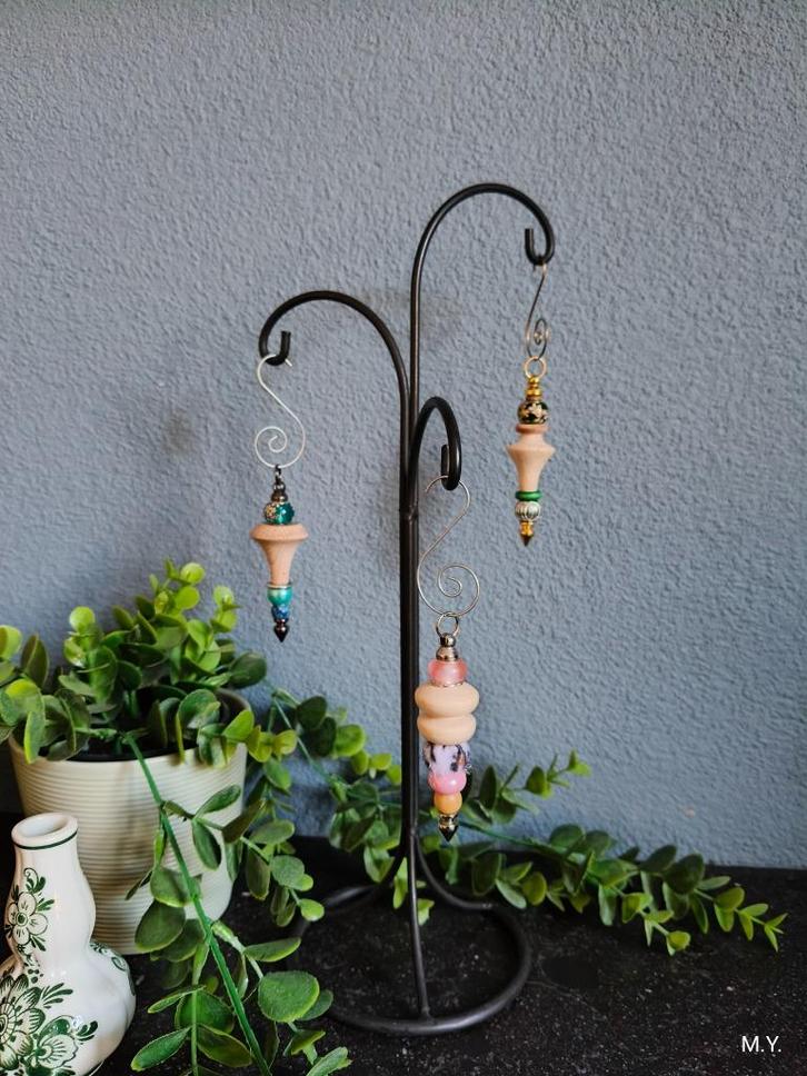 Handgemaakte (kerst)hangers / ornamenten - roze groen blauw, Diversen, Kerst, Nieuw, Ophalen of Verzenden