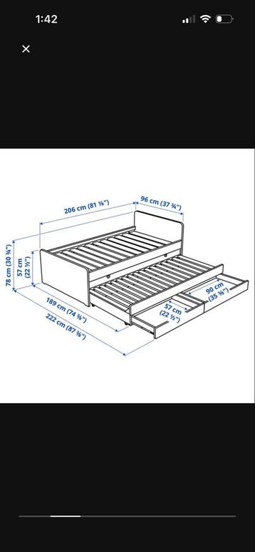 Ikea SLAKT Bedframe met Opbergruimte - Wit - afbeelding 7
