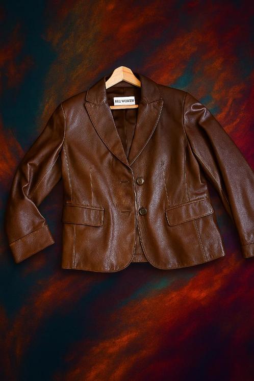 HAUBER leren jas maat 40, Kleding | Dames, Jassen | Winter, Zo goed als nieuw, Maat 38/40 (M), Bruin, Ophalen of Verzenden