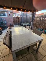Tuintafel graniet blad met 4 tuinstoelen inclusief kussens m, Ophalen, Gebruikt, Rechthoekig, Overige materialen