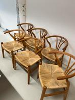 6 stoelen, Wishbone,  Hans Wegener stijl, eiken, Huis en Inrichting, Ophalen, Gebruikt, Bruin, Vijf, Zes of meer stoelen