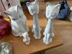 4 Katten Poezen Beeldjes Wit Vintage Jaren 70 80, Ophalen of Verzenden, Zo goed als nieuw, Dier
