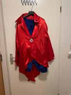 Rode slipjas satijn dames maat XL met blauwe kuitbroek, Carnaval, Zelfgemaakt, Verzenden, Maat 46/48 (XL) of groter