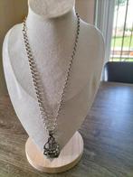 Antieke zilveren signed aan een zilveren jasseron ketting., Verzenden, Zilver, Ketting