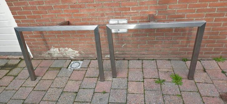 Rvs tafelpoten,  set van 2, Huis en Inrichting, Tafelonderdelen, Gebruikt, 50 tot 100 cm, 50 tot 100 cm, Rechthoekig, Ophalen