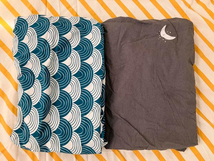 Peuterbed hoeslakens, Kinderen en Baby's, Kinderkamer | Beddengoed, Zo goed als nieuw, Hoeslaken of Sloop, Blauw, Jongetje of Meisje