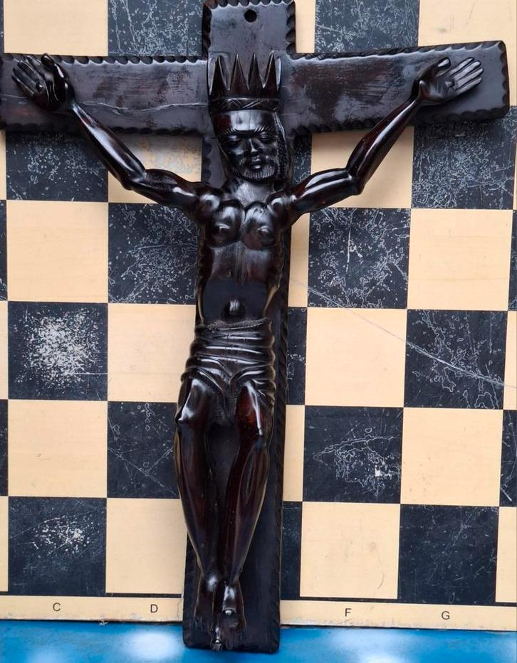 Corpus. Congo/Afrika. Ebony. Ca 1900. 30/42 cm, Verzamelen, Religie, Zo goed als nieuw, Christendom | Katholiek, Overige typen