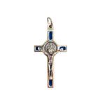 Kruishanger Sint-Benedictus Blauw - Kruisje Katholiek Italië, Verzenden, Nieuw, Sieraad, Christendom | Katholiek