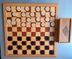 Houten dambord en houten stenen in doosje, Hobby en Vrije tijd, Gezelschapsspellen | Bordspellen, Ophalen of Verzenden, Zo goed als nieuw