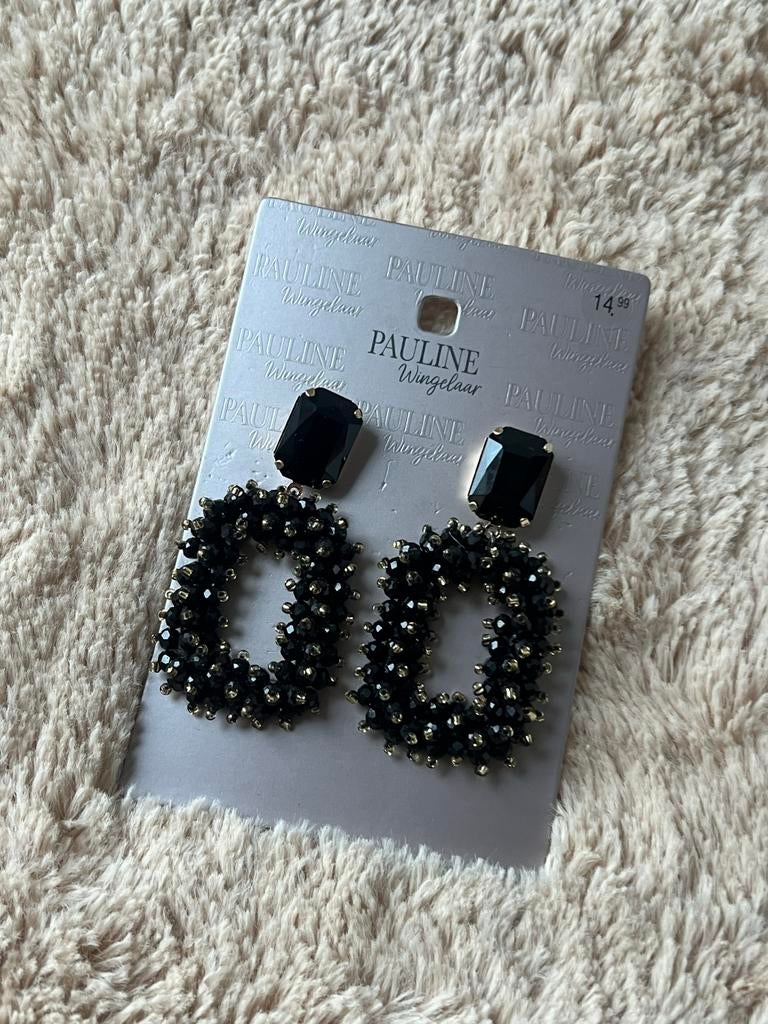 Nieuwe Pauline Wingelaar Feest Oorbellen, Sieraden, Tassen en Uiterlijk, Oorbellen, Met kristal, Overige materialen, Hangers, Zwart