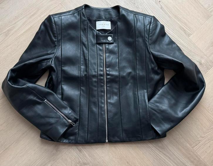 SANDRO LEREN JACK maat 38 zwart, Kleding | Dames, Jasjes, Kostuums en Pakken, Zo goed als nieuw, Jasje, Maat 38/40 (M), Zwart