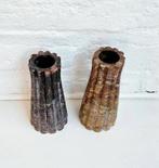 Kandelaars marmerlook vintage, Huis en Inrichting, Woonaccessoires | Kandelaars en Kaarsen, Overige materialen, Bruin, Ophalen of Verzenden