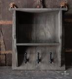 Houten wandrekje kapstok wand regaal stoer sober landelijk, Huis en Inrichting, Wandkapstok, Verzenden, Nieuw, Minder dan 100 cm