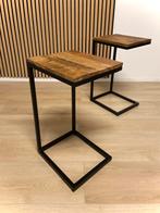Industriële bijzettafel / laptoptafel donker mango met zwart, Minder dan 50 cm, 50 tot 75 cm, Vierkant, Nieuw