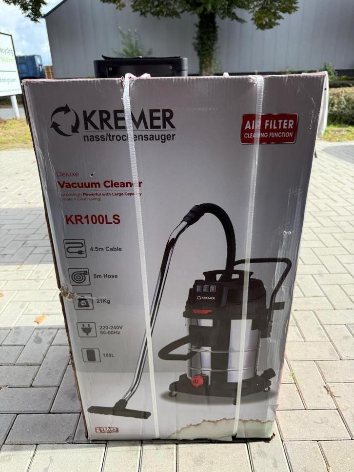 Kremer Nat/Droog stofzuiger KR100LS, Witgoed en Apparatuur, Stofzuigers, Nieuw, Stofzuiger, 2000 watt of meer, Reservoir, Ophalen of Verzenden