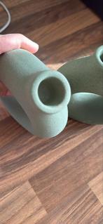Groene donut vazen kandelaar - set van 2, Huis en Inrichting, Woonaccessoires | Vazen, Overige materialen, Ophalen of Verzenden