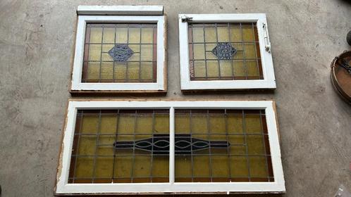 glas-in-loodraampanelen met kozijn, Doe-het-zelf en Verbouw, Glas en Ramen, Gebruikt, Gevelraam of Ruit, Minder dan 80 cm, Minder dan 80 cm