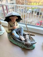 Man slapend in roeiboot met hond, Verzamelen, Beelden en Beeldjes, Ophalen, Gebruikt, Dier