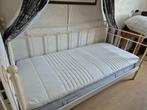 Ikea 1-persoons metalen bedbank wit incl. matras en topper, Huis en Inrichting, Slaapkamer | Bedden, 90 cm, Gebruikt, Eenpersoons