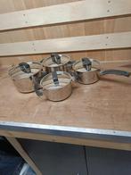 BK RVS pannenset 4‑delig compleet met deksels, Huis en Inrichting, Keuken | Potten en Pannen, Ophalen, Inductieplaat, Pannenset