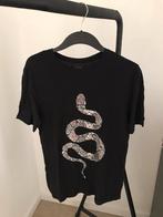 Zara t-shirt zwarr met pailletten maat M nauwelijks gedragen, Zara, Maat 38/40 (M), Zo goed als nieuw, Zwart