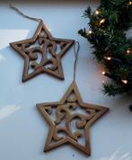 Houten ster - goudkleurig - hanger - kerstdecoratie - barok, Diversen, Kerst, Ophalen of Verzenden, Zo goed als nieuw