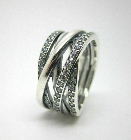 Pandora ring 190919CZ CZ entwiné zilver – maat 53, Sieraden, Tassen en Uiterlijk, Ringen, Zo goed als nieuw, Dame, Kleiner dan 17