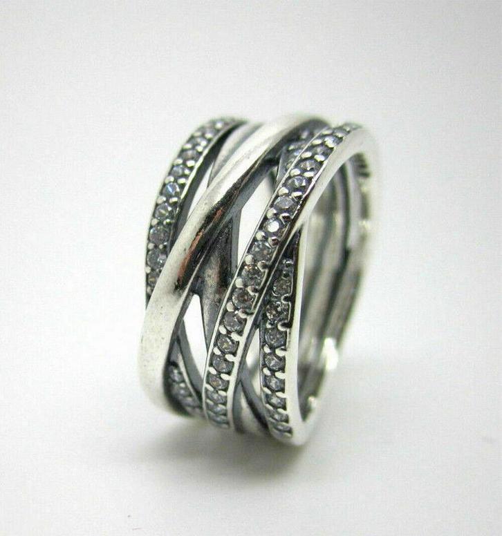 Pandora ring 190919CZ CZ entwiné zilver – maat 53, Sieraden, Tassen en Uiterlijk, Ringen, Zo goed als nieuw, Dame, Kleiner dan 17