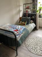 Leen Bakker bed mat antraciet zwart staal 90x200, Huis en Inrichting, Slaapkamer | Bedden, 90 cm, Eenpersoons, Metaal, Zo goed als nieuw