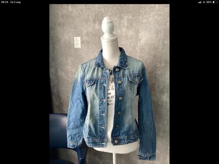 Leuk gebleekt spijkerjasje maat L, Kleding | Dames, Jassen | Zomer, Gedragen, Maat 42/44 (L), Blauw, Ophalen of Verzenden