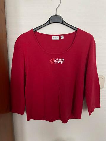 Shirt crop top rood esprit bloemen strass steentjes M 38 beschikbaar voor biedingen