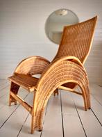 Vintage design rieten fauteuil / stoel / loungestoel, Huis en Inrichting, Fauteuils, Ophalen, Zo goed als nieuw, Minder dan 75 cm