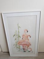 Vintage schilderij flamingo s geborduurd jaren 60, Ophalen, Huis en Inrichting