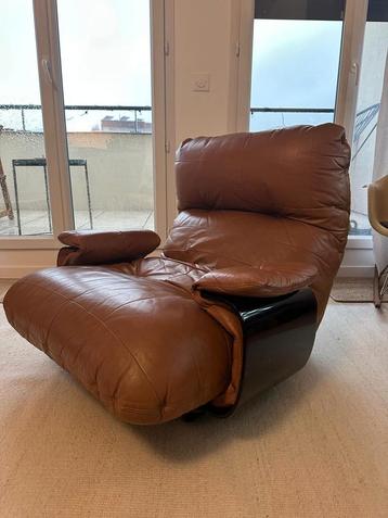 Marsala Fauteuil bruin leer Ligne roset 1970 beschikbaar voor biedingen