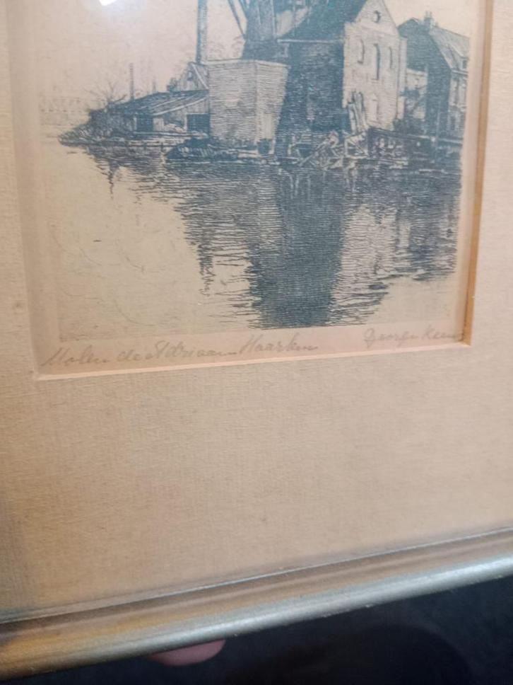 George Keeton - Molens, de Vlietlaan, Haarlem - Ets, Ingelij, Antiek en Kunst, Kunst | Etsen en Gravures, Ophalen